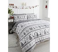 Noel Copripiumino e 2 federe Biancheria da Letto Set Alberi di Natale, Grigio, Doppio