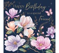 Noel Tatt Biglietto di auguri di compleanno per un'amica speciale, con grazioso design floreale con farfalle, biglietto di auguri per lei con busta