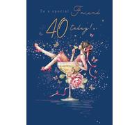 Noel Tatt Biglietto di auguri per il 40° compleanno per un'amica speciale, per i 40 anni, con grazioso motivo floreale, biglietto di auguri per lei con busta