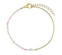 NOELANI - Bracciale da donna in acciaio inox, placcato oro/oro, con pietra di luna, quarzo rosa e prehnite, NOE-B0013
