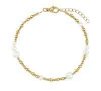 NOELANI - Bracciale da donna in acciaio inox, placcato oro/oro, con sfere in acciaio e perle, NOE-B0008
