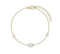 Noelani - Bracciale da Donna in Argento 925 - Placcato Oro/Dorato - con Zircone e Perla - NOE-B0015