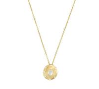 NOELANI - Collana da donna in argento 925, placcata oro/oro, con calcedonio e zirconi, ciondolo a forma di cerchio sole, NOE-N0018