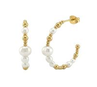 NOELANI - Orecchini da donna in acciaio inox, placcati oro/oro, con perle, a cerchio, NOE-E0035