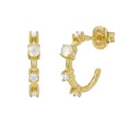NOELANI - Orecchini da Donna in Argento 925 - Placcato Oro/Dorato - con Zircone e Calcedonio - Creoli - NOE-E0025