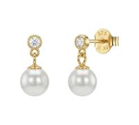 NOELANI - Orecchini da Donna in Argento 925 - Placcato Oro/Dorato - con Zircone e Perle - Orecchino a Perno - NOE-E0028