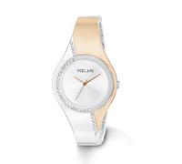 Noelani Orologio da polso da donna impreziosito con cristalli Swarovski, impermeabile a 3 bar, argento/oro rosa, cinghia