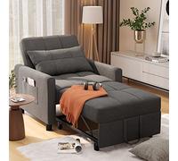 Noelse Divano letto futon convertibile, 3 in 1, multifunzione, schienale regolabile e reclinabile con moderno tessuto di lino, per soggiorno, camera da letto, appartamento, piccolo spazio, grigio