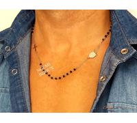 NOEMI GIOIELLI COLLANA ROSARIO ACCIAIO GIROCOLLO CRISTALLI CO08