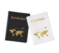 Noenaeni 2 porta passaporto, custodia per passaporto in pelle PU, portafoglio portatile da viaggio per passaporti, carte, biglietti, carte d'imbarco, carta d'identità, biglietti da visita (bianco