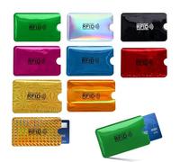Noenaeni 9 protezioni per carte di credito con blocco RFID, 9 colori RFID, porta carte d'identità, porta carte di credito per carte singole, protezione furto di identità, carte di credito, per donne e