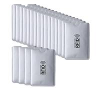 Noenaeni Confezione da 20 custodie protettive per carte di credito RFID, colore argento, per carte singole, furti di identità, porta carte di credito, blocco RFID, debito, sicurezza sociale, carte di