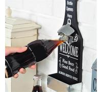 NOENNULL Apribottiglie da Parete a Forma di Birra in Stile Vintage Facile Apertura per Caverna, Bar, Pub - Legno e Acciaio - 30x11x4,5 Cm (1)