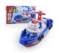 NOENNULL Barca Giocattolo Illuminata con Suoni - Modello Colorato di Nave dei Vigili del Fuoco con Musica, Getto D'acqua Leggero - Barca Giocattolo per Bambini per Giochi Fantasiosi - per
