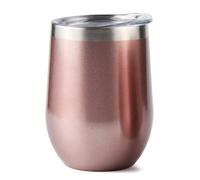 NOENNULL Bicchiere in Acciaio Inossidabile 304 Bicchiere a Forma di U Isolato Sotto Vuoto a Doppio Strato per Ufficio Domestico All'aperto, Tazza Termica da 12 Once (Oro rosa)