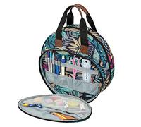 NOENNULL Borsa da Ricamo Borsa Portaoggetti Durevole per Attrezzi Oxford per Progetti di Ricamo e Punto Croce - per gli Appassionati di, 13,5x3,5x13,5 Pollici (Foglie blu)