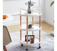 NOENNULL Carrello Portaoggetti Scaffale Portaoggetti con Rotelle Carrello Multiuso Mobile in Plastica con Ruote Organizzatore Artistico Artigianale per la Casa, il So (Bianco a 3 livelli)