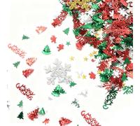 NOENNULL Coriandoli da Tavola di Natale Pentagramma Pino Set Riutilizzabili Durevoli Lucidi per Decorazioni per Feste di Natale Materiale PVC Rosso Verde Argento Oro 2500 Pezzi 100g (50 g)