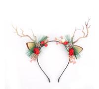 NOENNULL Corna di Cervo di Fiori Fascia per Capelli Corna di Renna Fascia per Capelli Cosplay Accessori per Capelli per Halloween Natale Festa di Nozze Costume da Fata dei Boschi (A)