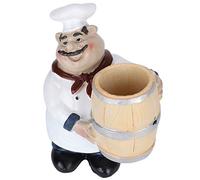 NOENNULL Decorazione Statue Chef, Portametticante in Resina Grasso Chef, Figurina Vintage con Faccia Sorridente Amichevole per Bancone da Cucina Domestica, Panetteria, Ristorante,