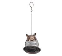 NOENNULL Mangiatoia per Uccelli da Appendere All'esterno - Mangiatoia per Uccelli Selvatici in Rete Anti-scoiattolo - Decorazione da Giardino a Forma di Gatto retrò