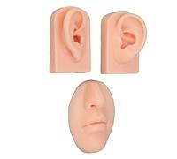 NOENNULL Modello 3D Naso e Orecchio - Kit di Pratica per Piercing e Sutura in Silicone con Anatomia Realistica per Formazione Medica, Pratica e Dimostrazione di Pronto Soccorso (Tono della pelle