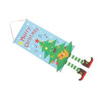 NOENNULL Ornamento di Bandiera Natalizia di Alta qualità in bambù e Stoffa per Decorazioni per Porte Domestiche, Cartello da Appendere Progettato per Albero per Pareti di Natale, per gli Amici,