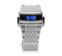 NOENNULL Orologio in Lega, Display Digitale a LED, Sgancio Rapido, Orologio da Uomo Alla Moda per il Lavoro Quotidiano (Luce blu argento a LED)
