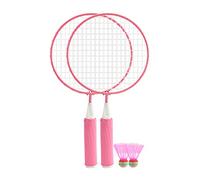 NOENNULL Set da Badminton per Bambini, Set di Racchette da Badminton per Bambini, Rete Grande, Impugnatura Morbida Antiscivolo, Impugnatura Comoda, Racchetta da per con 2 Palline (Rosa)