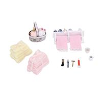 NOENNULL Set da Bagno per Casa delle Bambole Accessori da Bagno in Miniatura in Scala 1:12 per la Scena della Vita della Casa delle Bambole Modello Mucchio di Asciugamani Mensola del