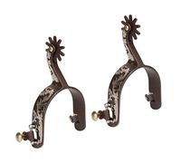 NOENNULL Speroni Western 2 Pezzi Speroni da Cowboy Occidentali Speroni da Cavallo in Acciaio a Basso Tenore di Carbonio Vintage in Bronzo con Ingranaggio Girevole per Cavallo