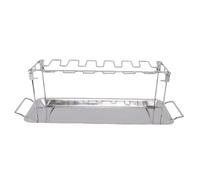 NOENNULL Supporto per Arrostire Cosce di Pollo, Griglia per Cosce di Pollo, Griglia per Bacchette per Barbecue in Acciaio Inossidabile a 12 Slot con Vassoio Antigoccia per Forni Griglie