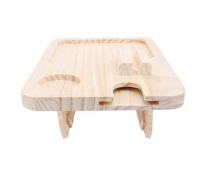 NOENNULL Vassoio per Braccioli per Divano, Vassoio per Divano Pieghevole, Tavolino Clamp/Holder-on per in Legno con Supporto per Slot Rotante per Snack, Bevande, Frutta
