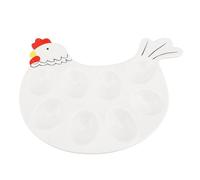 NOENNULL Vassoio per Uova Alla Diavola, Piatto per Uova Alla Diavola in Ceramica da 8 Tazze, Vassoio per Uova di Pasqua, Piatto per Uova Alla Diavola per Espositore da Banco per