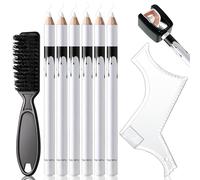 Noerrors Matita da parrucchiere bianca per allineare la linea dei capelli e modellare la barba - gesso magico da parrucchiere per disegni e contorni da parrucchiere con temperamatite, righello e