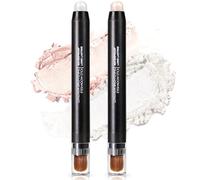 Noerrors Set di 2 matite per ombretto color crema, bianco champagne, con evidenziatore metallico bifacciale e matita contorno occhi