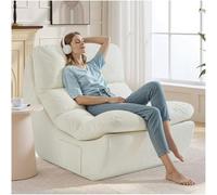 NOFFA Poltrona Pouf con Cuscino in Memory Foam, Bean Bag per Adulti,Divano da letto Boneless,Sedia da Lettura e Relax per Camera da Letto e Soggiorno, Bianca