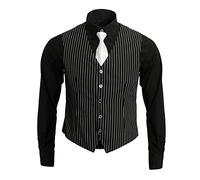Nofonda 1920S Costume Gangster, Camicia, Gilet e Cravatta, Tuta Vintage Mafia Boss per Uomo