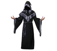 Nofonda Costume da Frate Maghi de Cappuccio Nero per Halloween Carnevale Festa Abbigliamento Mantello Magico Strato per Adulti Cosplay di Mago (L)