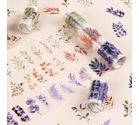 NOGAMOGA Clear Pre-cut Leaf Sticker Tape, 3 Rolls Decorative Leaf Stickers, Plant Stickers for Bullet Journals, Scrapbook, Planners, Cards