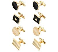 Nogeqi 4 paia di gemelli da uomo, polsini classici con bottoni per manchette personalizzati per matrimonio, festa di danza, uomo, camicia, regalo di affari (oro)