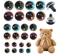 Nogeqi 48 Pezzi Occhi di Sicurezza per Animali Crochet, 12-18 Mm, Grandi Occhi di Sicurezza per Crochet Animals, Occhi Glitter per Amigurumi Plastica Con Rondelle Bambole, Orso Peluche (4 colori)