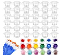 Nogeqi 6 strisce, 36 pentole, piccole strisce colorate, contenitore di colore con coperchio, 5 ml, mini vasi di colore con 20 pennelli, coperchio in plastica, strisce di colore vuote, trasparenti