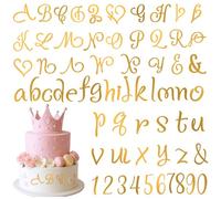 Nogeqi 64 pezzi lettere acriliche per torte, topper oro personalizzate, lettere e numeri da 0 a 9, decorazione per torte, riutilizzabili, per compleanni, matrimoni, anniversari, feste