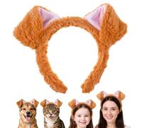 Nogeqi Cerchietto per orecchie di cane in peluche, orecchie di cane, fascia per capelli, orecchie dei cartoni animati, orecchie di animali, per cosplay, feste, costume per carnevale, Halloween, Natale