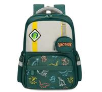 Nogkdyc Borsa per la scuola per ragazzi e ragazze Simpatica borsa per la scuola dei cartoni animati per gli studenti delle scuole elementari Zaino per bambini nelle classi 1-4(green,A)