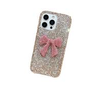 Nogkdyc Cover Lusso Bling Strass per iPhone 17 Pro Max, Custodia Brillantini con Fiocco 3D Carino Protezione Integrale per iPhone 16 15 14 13, Regalo Donna Ragazze (Bianco,per iPhone 16 Plus)