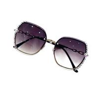 Nogkdyc Occhiali da Sole Oversized Donna con Strass Moda Lenti Sfumate Occhiali Grandi Dolce Cristallo Non Polarizzati Protezione UV400 (viola,A)
