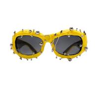 Nogkdyc Occhiali da sole punk da uomo e donna, Y2K, stile retrò, sportivi, con punte e borchie in metallo, stile gotico cyberpunk, lenti scure, accessorio per festival rave., Giallo, A