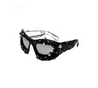 Nogkdyc Punk Occhiali da sole da uomo e donna - Y2K Retro Sport Occhiali con borchie e punte in metallo, Cyberpunk, look gotico, lenti nere, accessori per festival rave, Nero - black - silver, A
